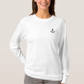 Anchor Embroidered Long Sleeve T-shirt by Ladiebug at Zazzle