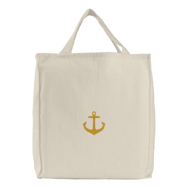 Anchor Embroidered Tote Bag (Front)