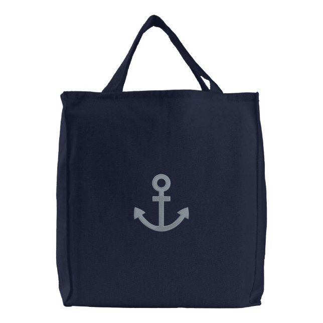 Anchor Embroidered Tote Bag (Front)