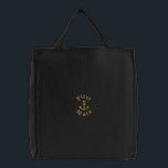 Anchor Embroidered Tote Bag<br><div class="desc">A navy blue anchor and changeable text.</div>