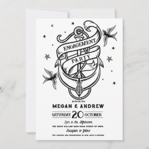 Anchor Engagement Party Traditional Tattoo Invite