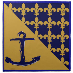 Anchor Fleur De LIs Blue Gold Napkin