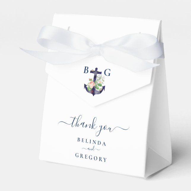 Anchor Floral Nautical Summer Wedding  Favor Boxes (Front Side)
