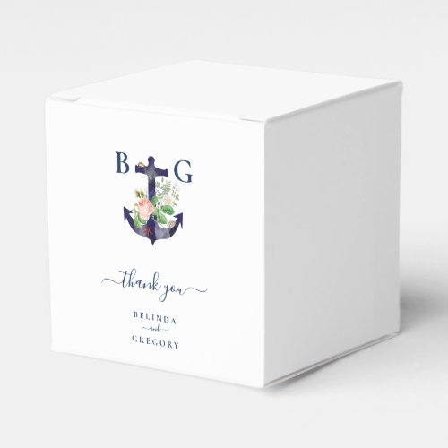 Anchor Floral Nautical Summer Wedding  Favor Boxes