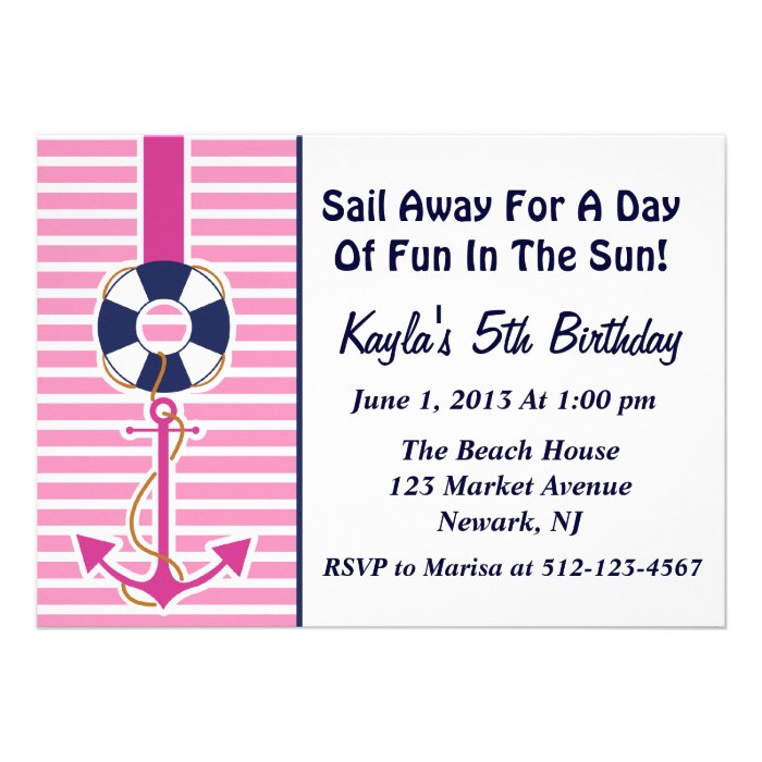 Anchor Girl Invitation