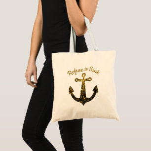 Anchor Gold faux sparkles Refuse to Sink Tote Bag