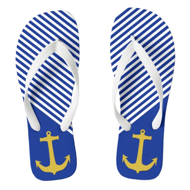 Anchor gold & stripes + your background & ideas flip flops (Footbed)