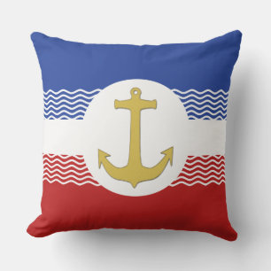 Anchor gold & waves + your ideas outdoor pillow