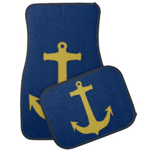 Anchor gold + your background & ideas car mat