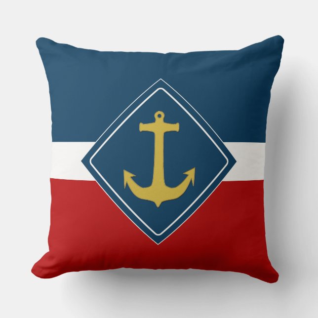 Anchor gold + your background & ideas throw pillow (Front)
