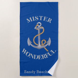 Anchor Gray Nautical Beach Towel