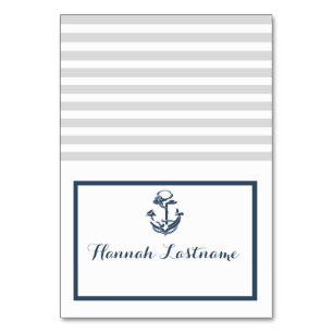 Anchor Grey and Navy Blue Nautical Seating Card
