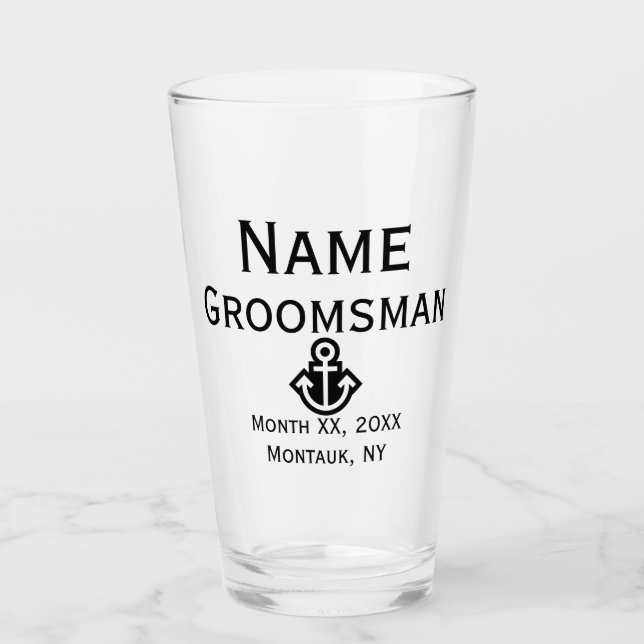 Anchor Groomsman Pint Glass Gift (Front)