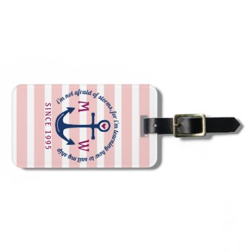 Anchor Heart Pink Stripes Nautical Monogram Logo Bag Tag Anchor Heart Pink Stripes Nautical Monogram Logo Bag Tag