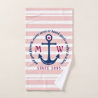 Anchor Heart Pink Stripes Nautical Monogram Logo