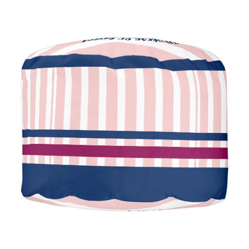 Anchor Heart Pink Stripes Nautical Monogram Logo Pouf