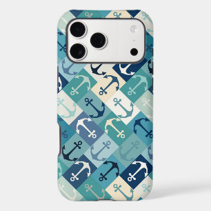anchor herringbone blue iPhone 17 pro max case