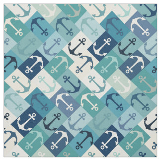 anchor herringbone blue fabric