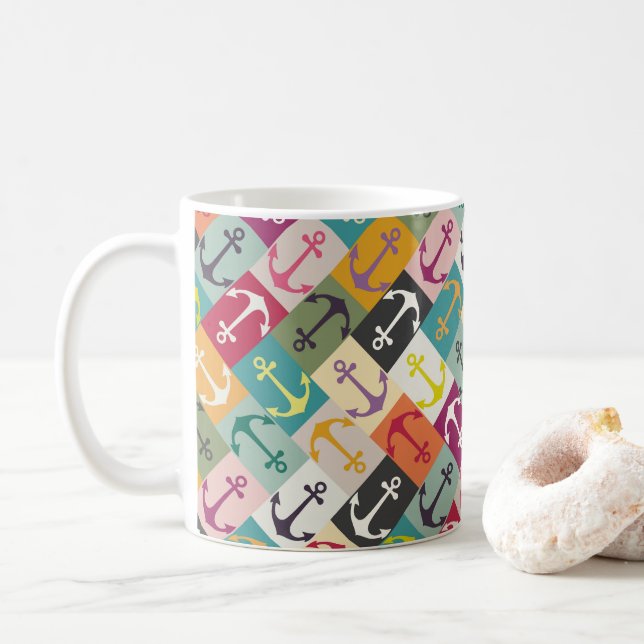anchor herringbone mana coffee mug (With Donut)