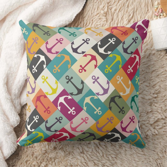 anchor herringbone mana throw pillow (Blanket)