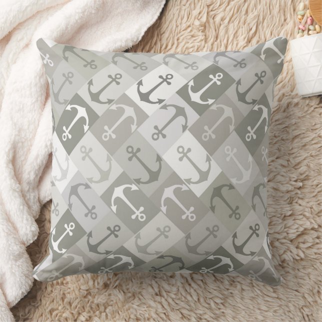 anchor herringbone mono throw pillow (Blanket)