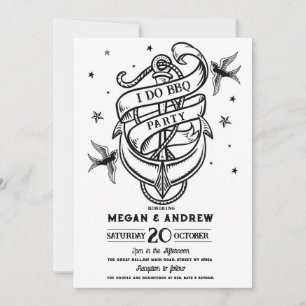 Anchor I DO BBQ Party Traditional Tattoo Invite