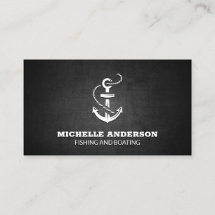 Anchor Icon   Black Texture Business Card