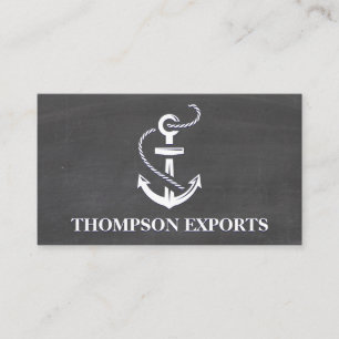 Anchor Icon   Chalkboard Background Business Card