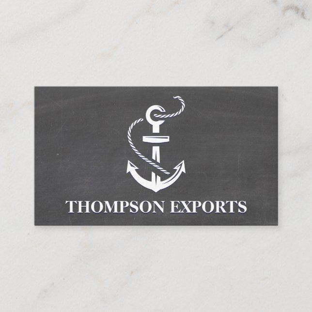 Anchor Icon | Chalkboard Background Business Card (Front)