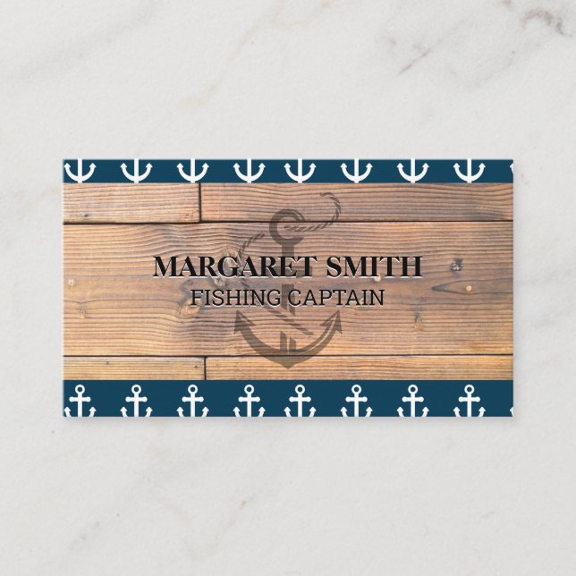 Anchor Icon | Wood Panels Business Card (Front)