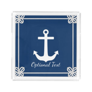 Anchor in Rope Frame Nautical Acrylic Tray