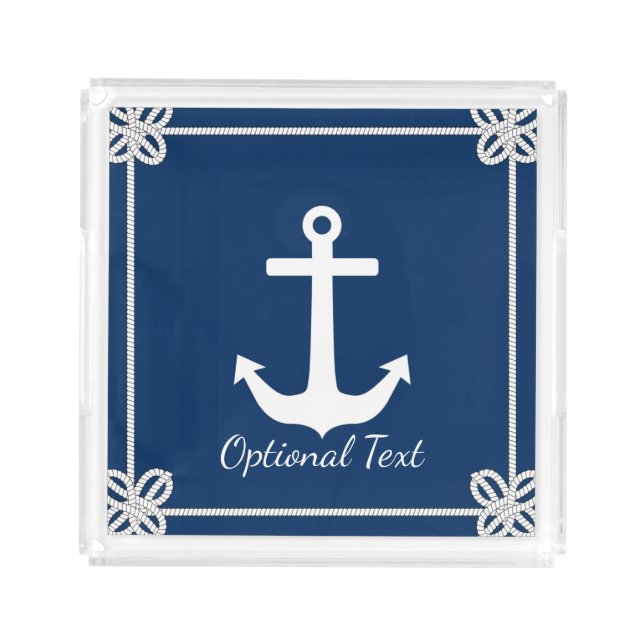 Anchor in Rope Frame Nautical Acrylic Tray (Front)