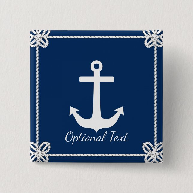 Anchor in Rope Frame Nautical Button (Front)