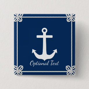 Anchor in Rope Frame Nautical Button