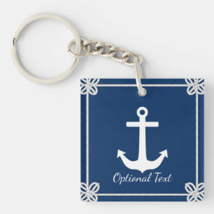 Anchor in Rope Frame Nautical Keychain