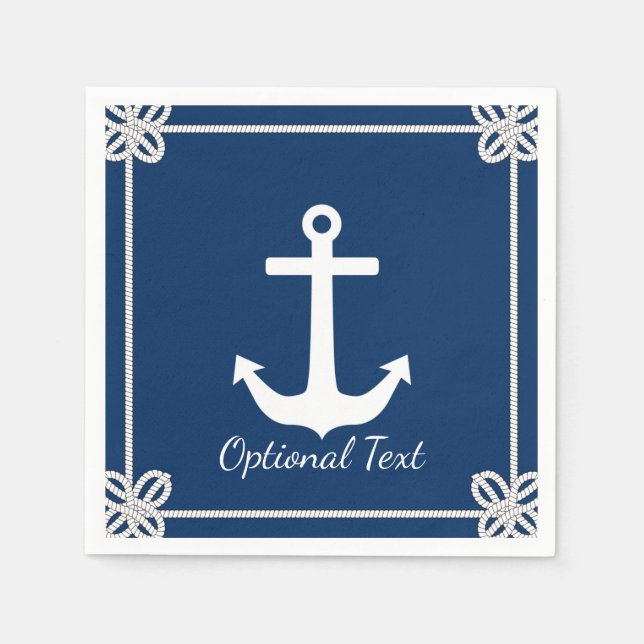 Anchor in Rope Frame Nautical Napkins (Front)