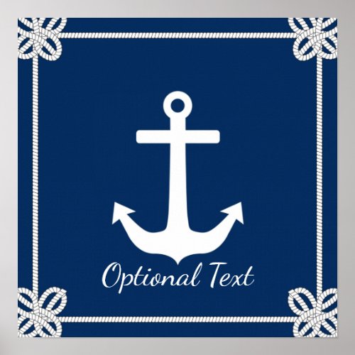 Anchor in Rope Frame Nautical Poster