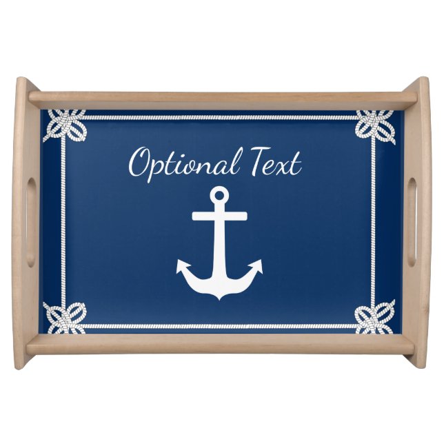 Anchor in Rope Frame Nautical Serving Tray (Front)
