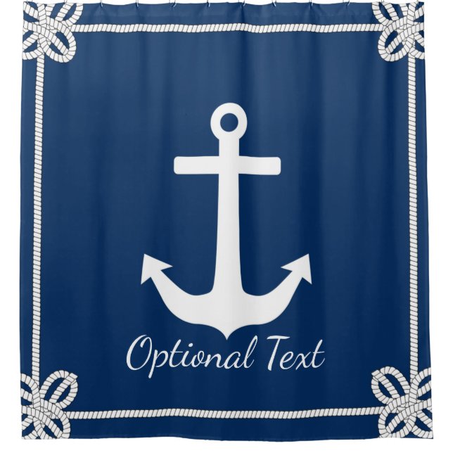 Anchor in Rope Frame Nautical Shower Curtain (Front)