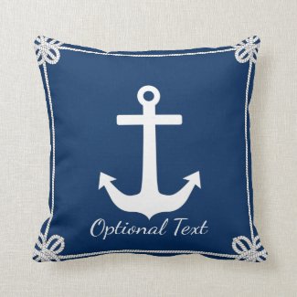 Anchor in Rope Frame Nautical Throw Pillow