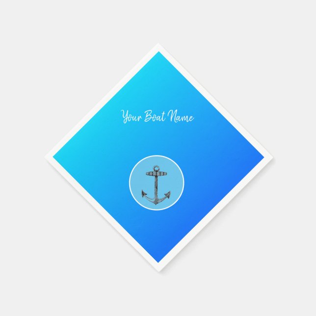 anchor in the sea  - your boat name napkins (Corner)