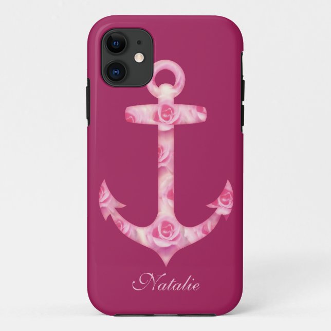 Anchor iPhone 5 case Floral pink rose flower (Back)
