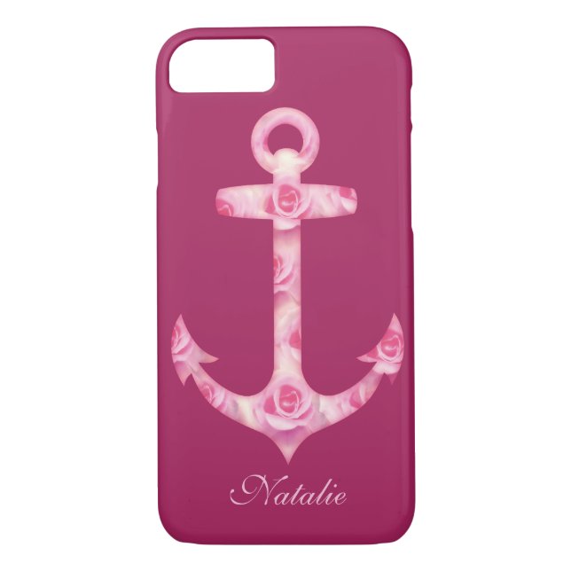 Anchor iPhone 7 case Floral pink rose flower (Back)