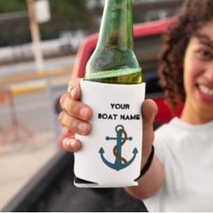Anchor Lake Sea Nautical Your Boat Name Can Cooler