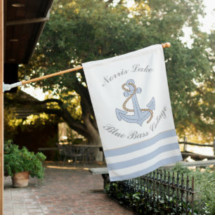Anchor Lake Vacation Beach House Name Blue Stripes Flag