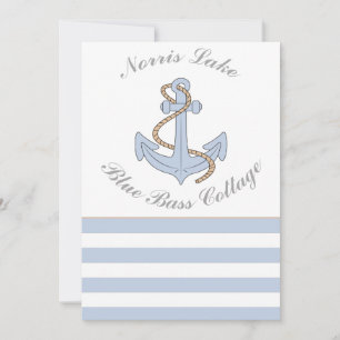 Anchor Lake Vacation Beach House Name Blue Stripes Invitation