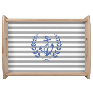 Anchor, Laurel Wreath, Nautical Serving Tray