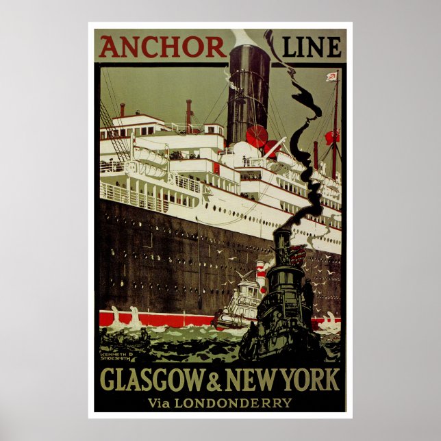 Anchor Line ~ Glasgow-New York Poster (Front)