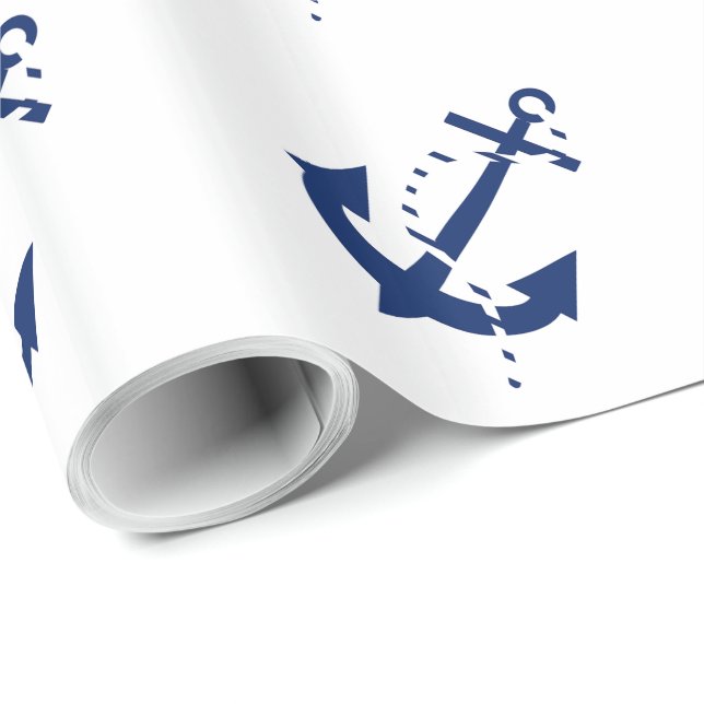 Anchor & Line Navy Wrapping Paper (Roll Corner)