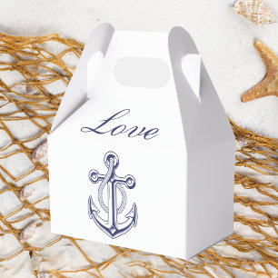 Anchor Love Sailor Navy Blue Nautical Wedding Favor Boxes
